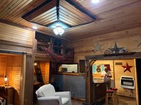 There are rustic, artful touches throughout