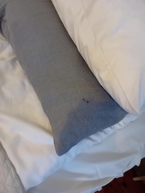wine or blood stain on the pillow