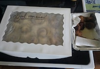 Wish I had taken a better pic of the cinnamon rolls. They were warm, fresh from the oven so the lid was a little foggy due to the cold temps in the morning.