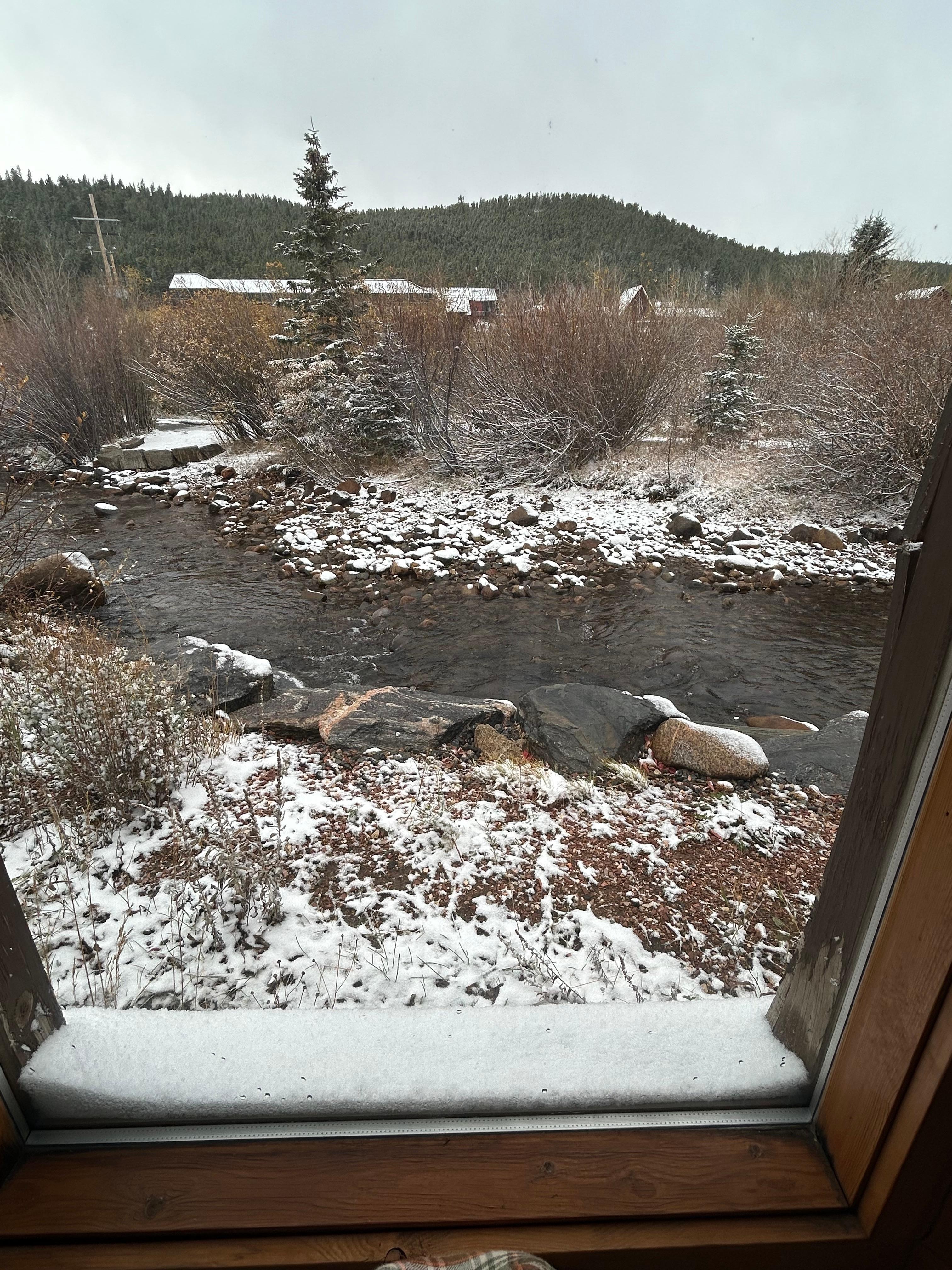 View from master bedroom window after October dusting of snow