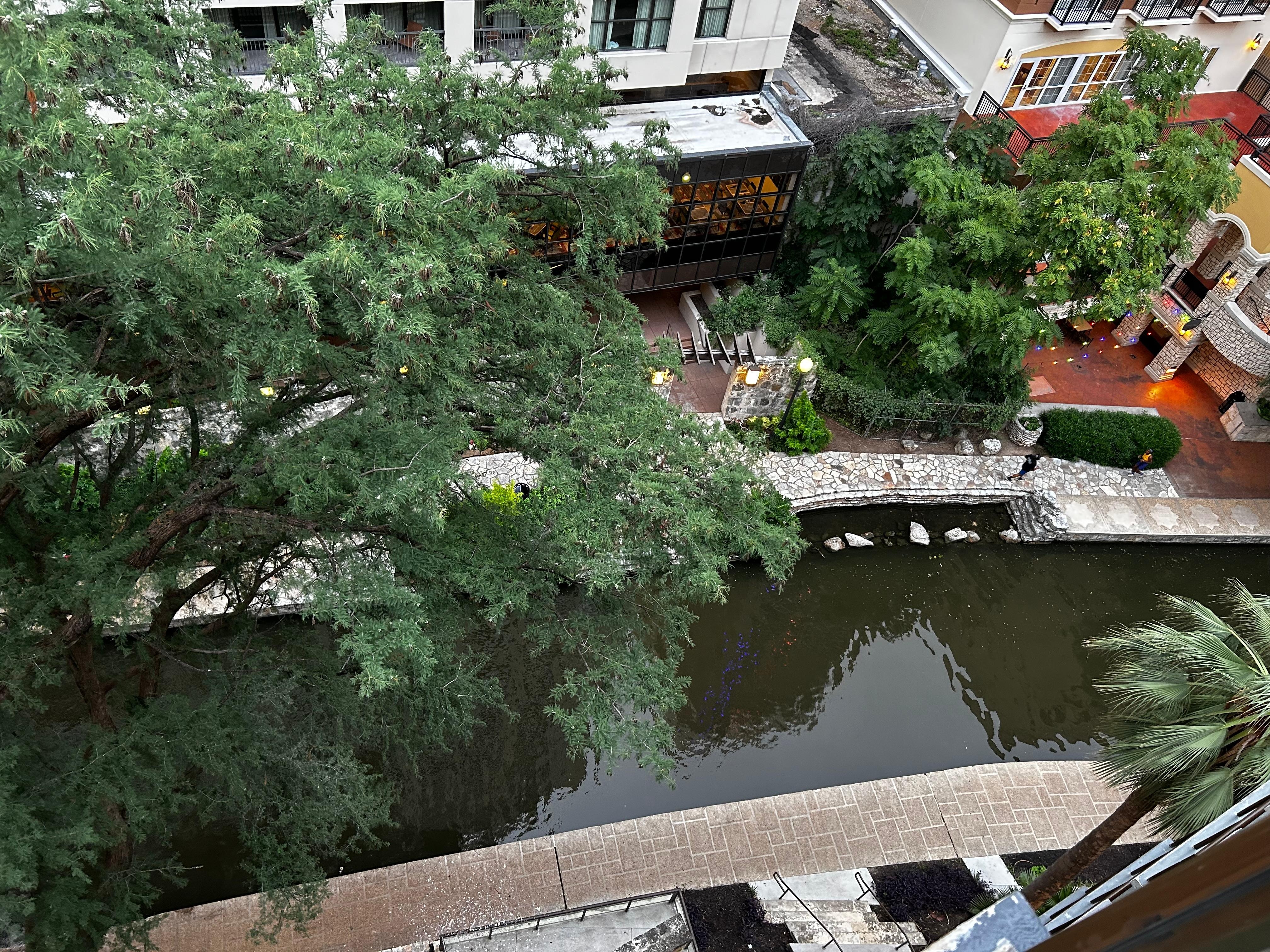 View from balcony during day, very quite but beautiful part of the river walk