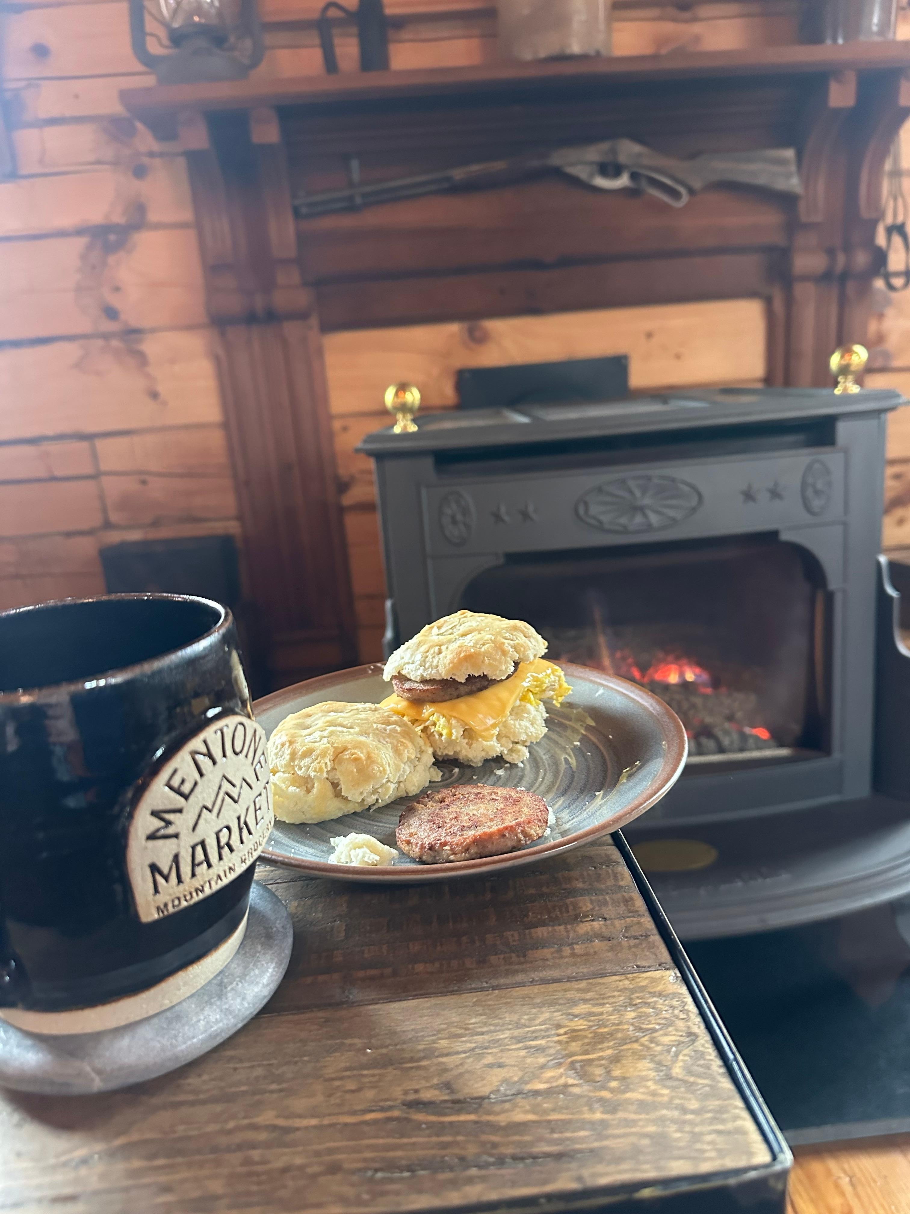 Coffee and breakfast by the fireplace was perfect. 