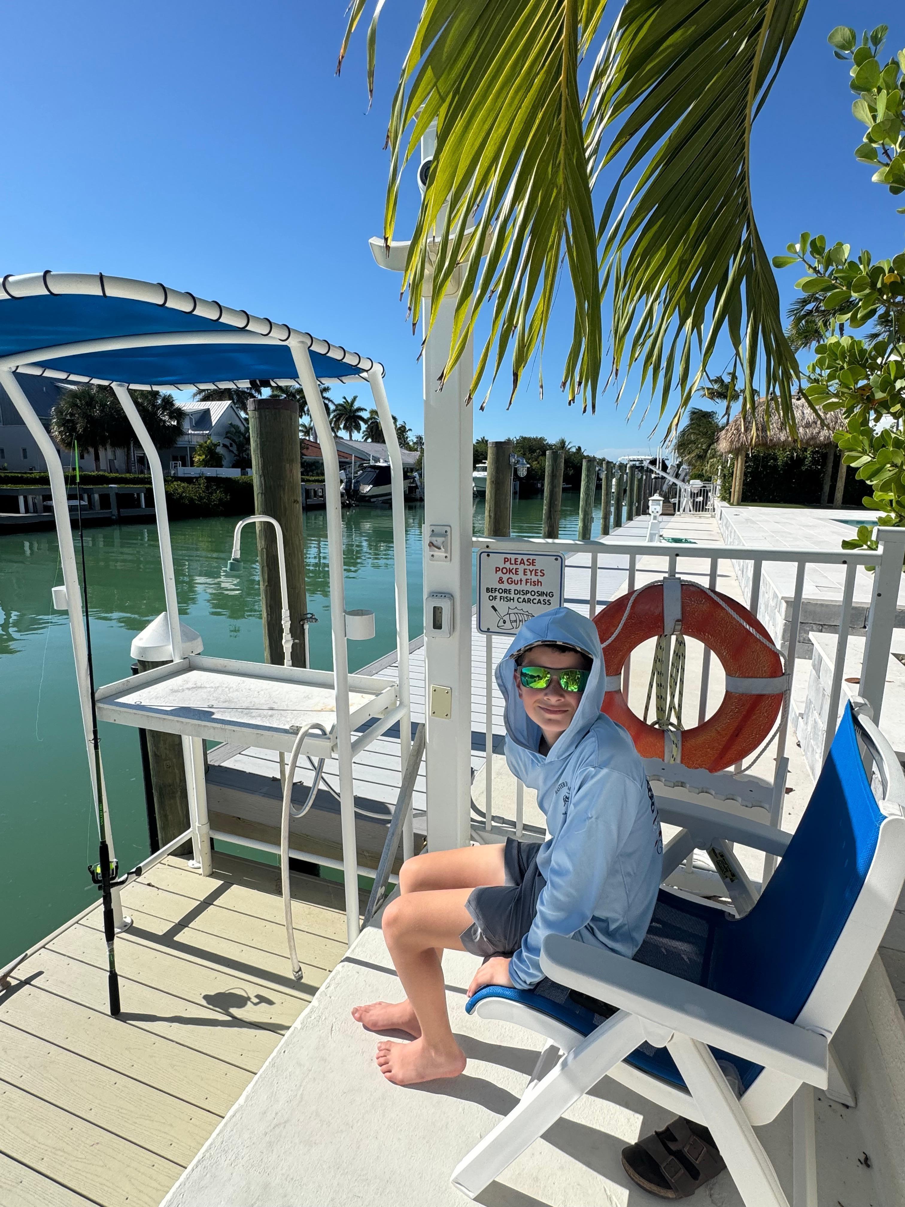 Morning fishing on the dock 