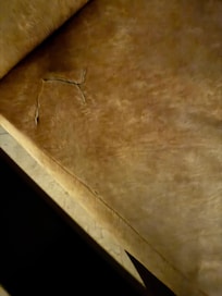 living room chair with rip in fabric