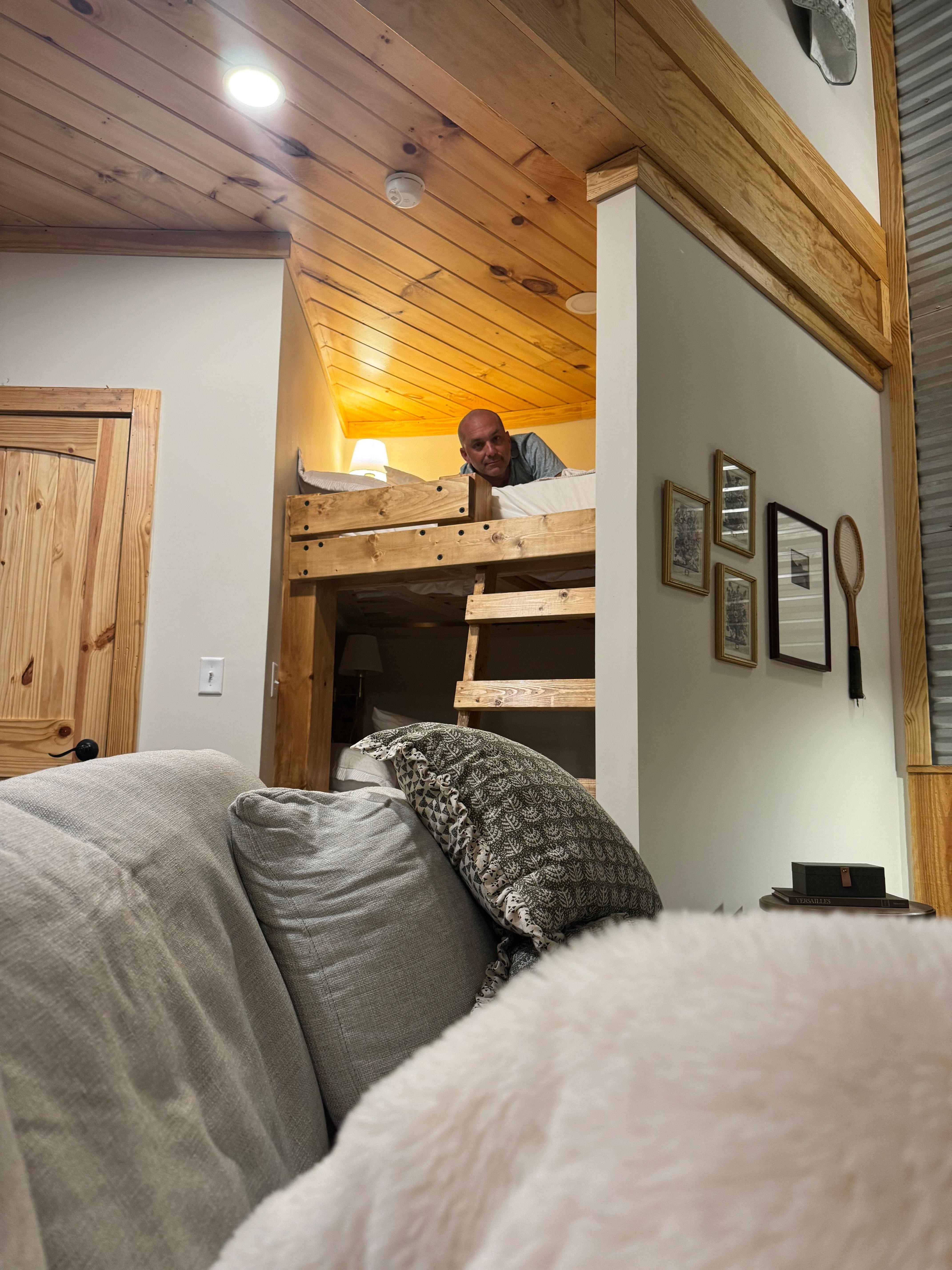 An adult can fit in the bunk. 