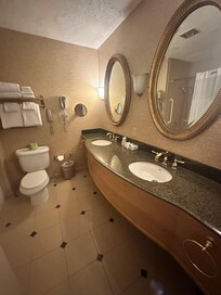 Only 1 light working in the bathroom, very dim.