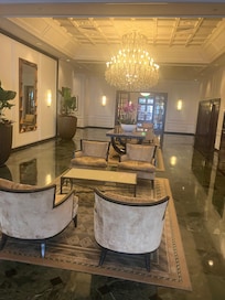 The 1st floor lobby reminds me of furniture from 1940s movies.