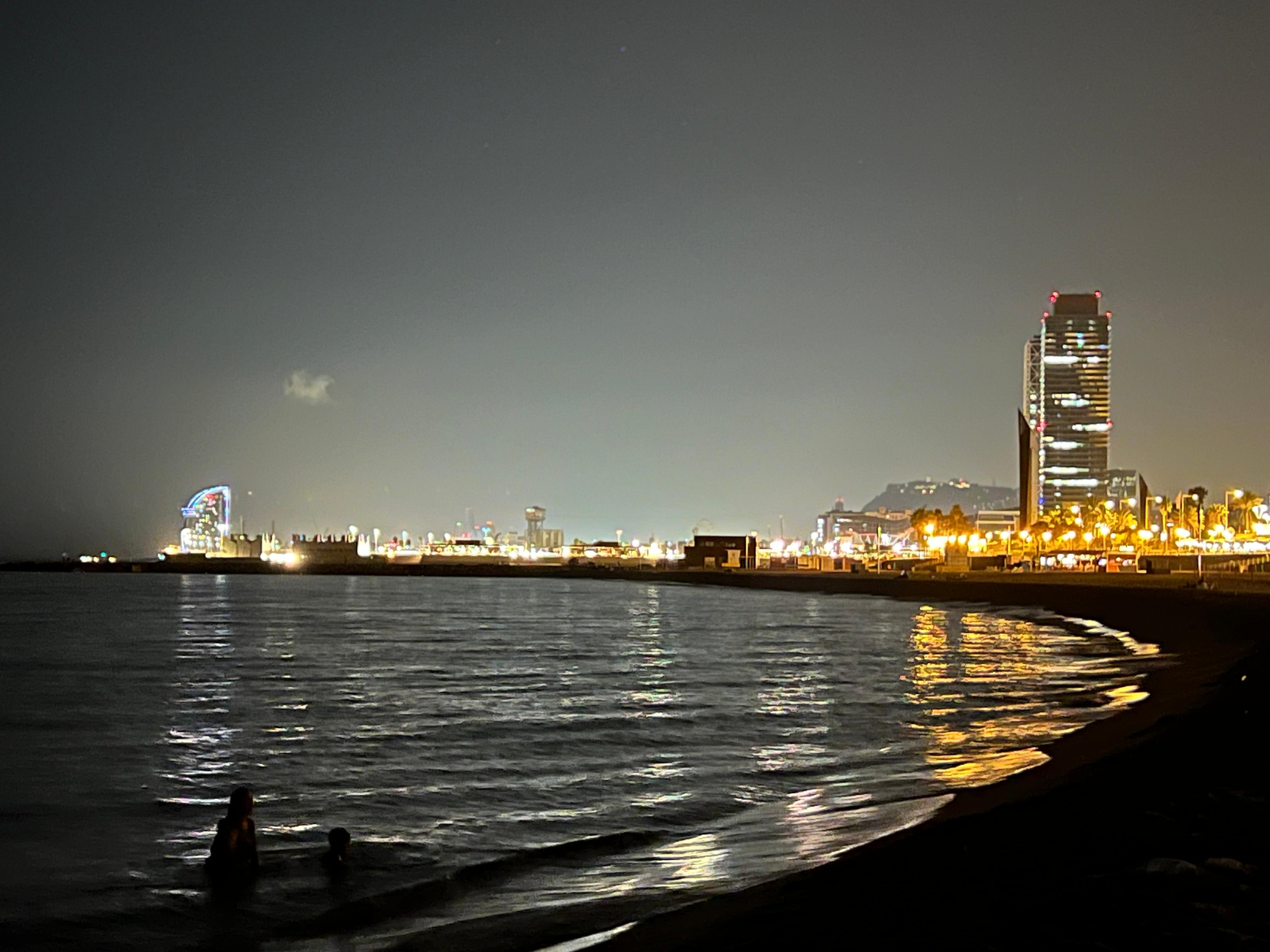 Sitting at the beach at night