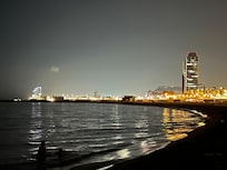 Sitting at the beach at night