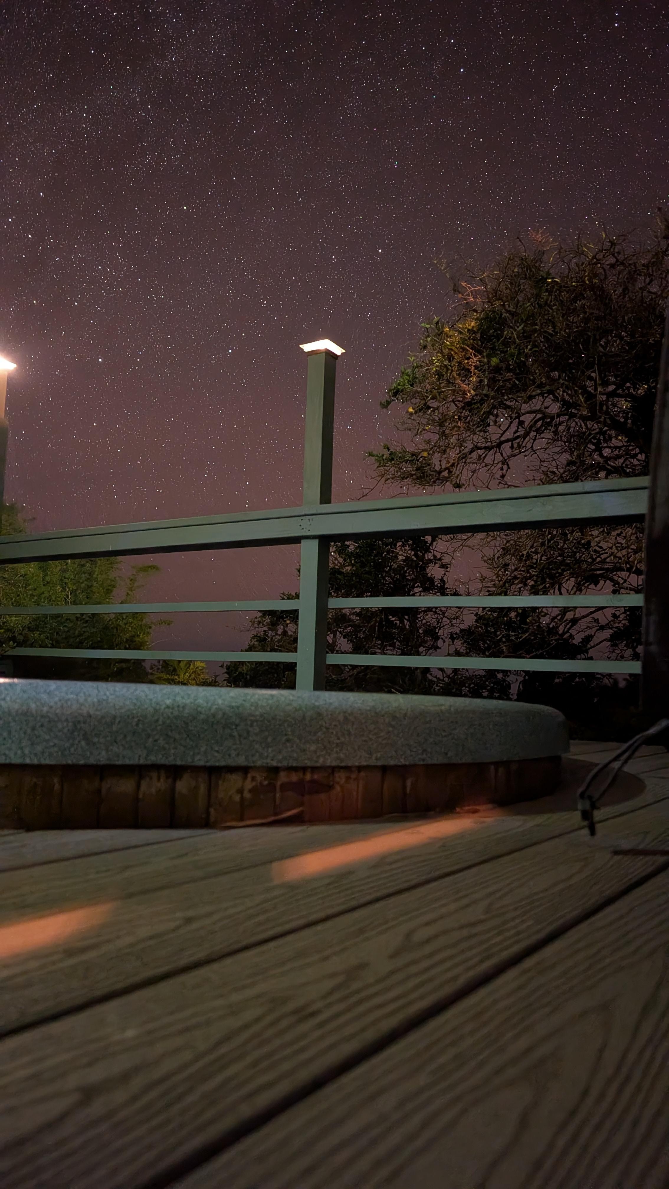 Great stargazing from the hot tub (photo from only phone)