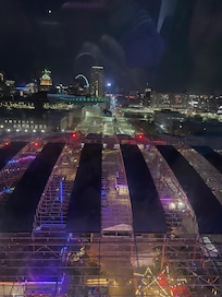 View of downtown from the ferris wheel at the aquarium.