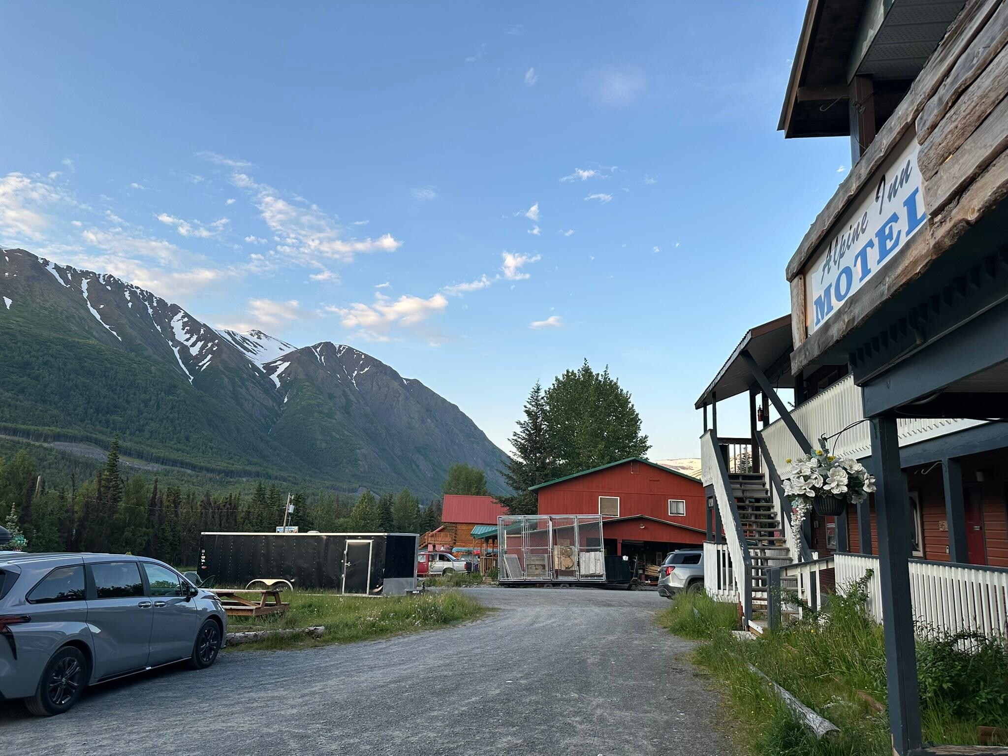 Mountain view from the Alpine Inn Motel.