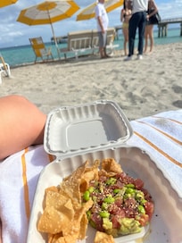 Tuna tartar on the beach was delicious