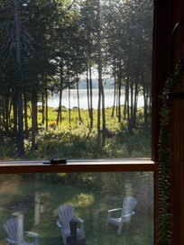 View of the lake from the sun room in the morning.