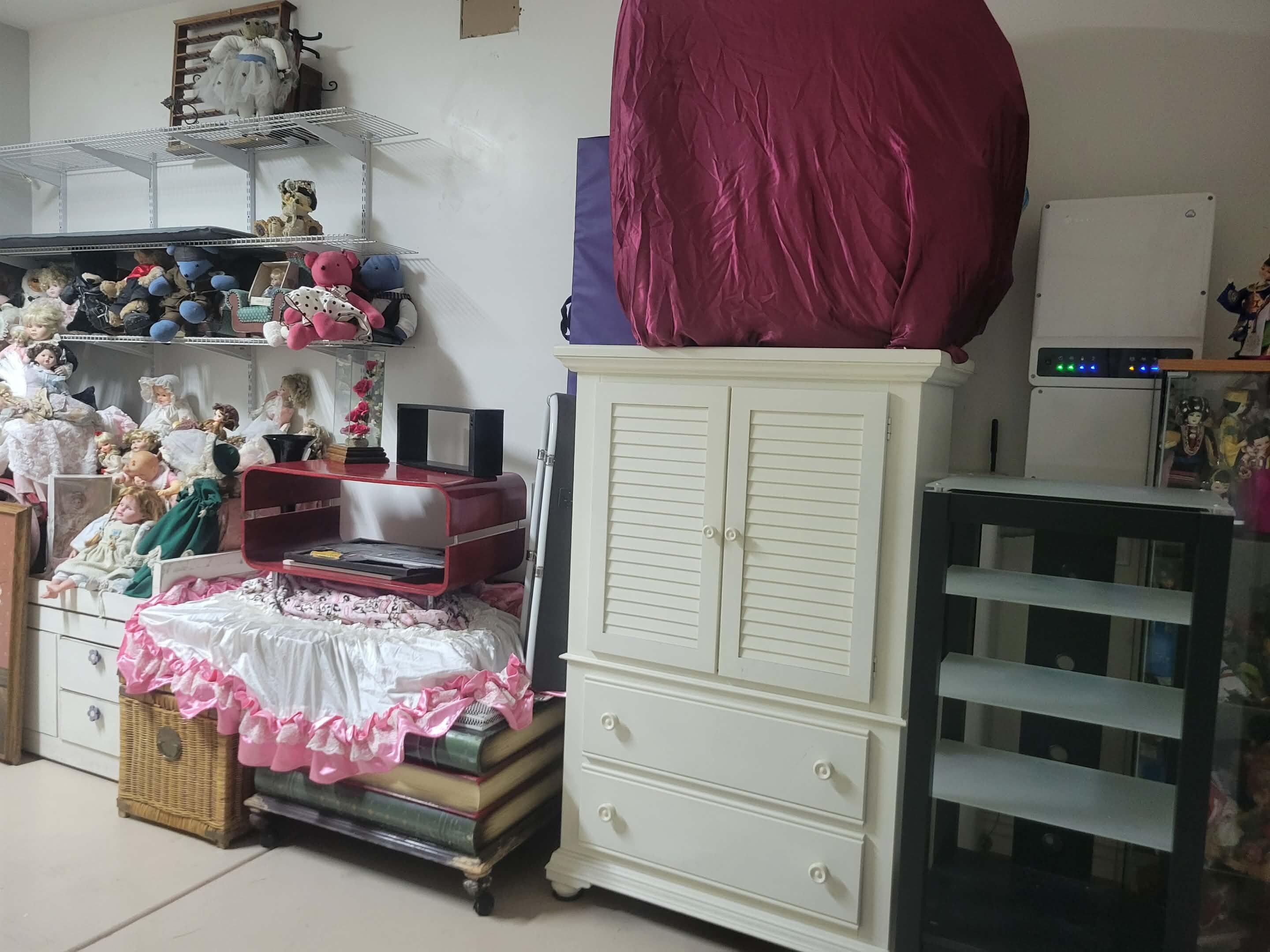 The garage had a lot in it as well!  it would have been safer to park in there so that we did not have to deal with the dogs.  But I was afraid we might damage something.