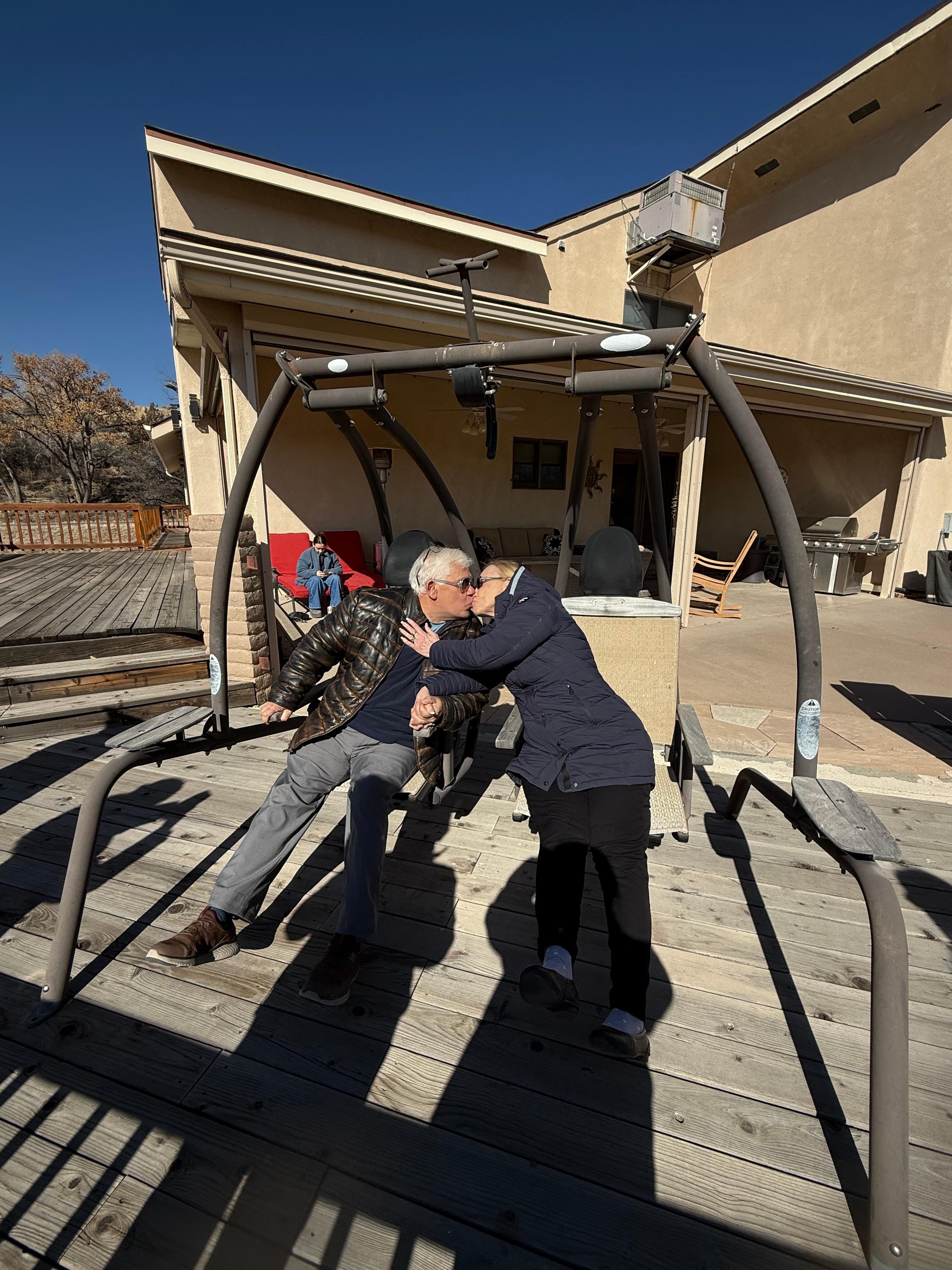 Photos on back deck with a twin swing