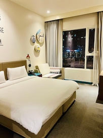 Spotless, and stylish, with a city view