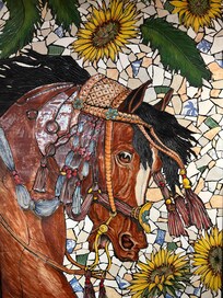 Beautiful mosaic above the stovetop