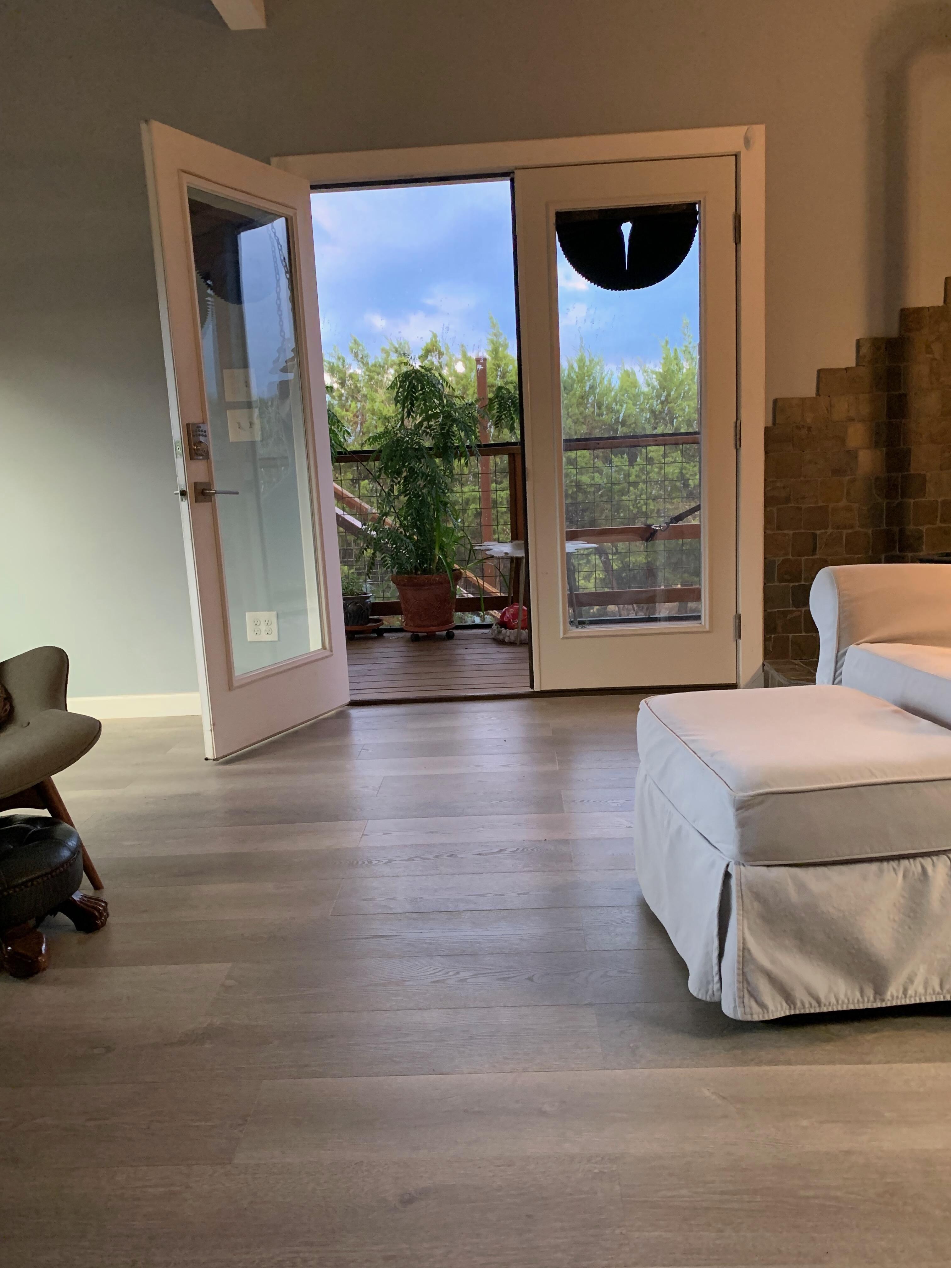 The French doors to the screened in porch.