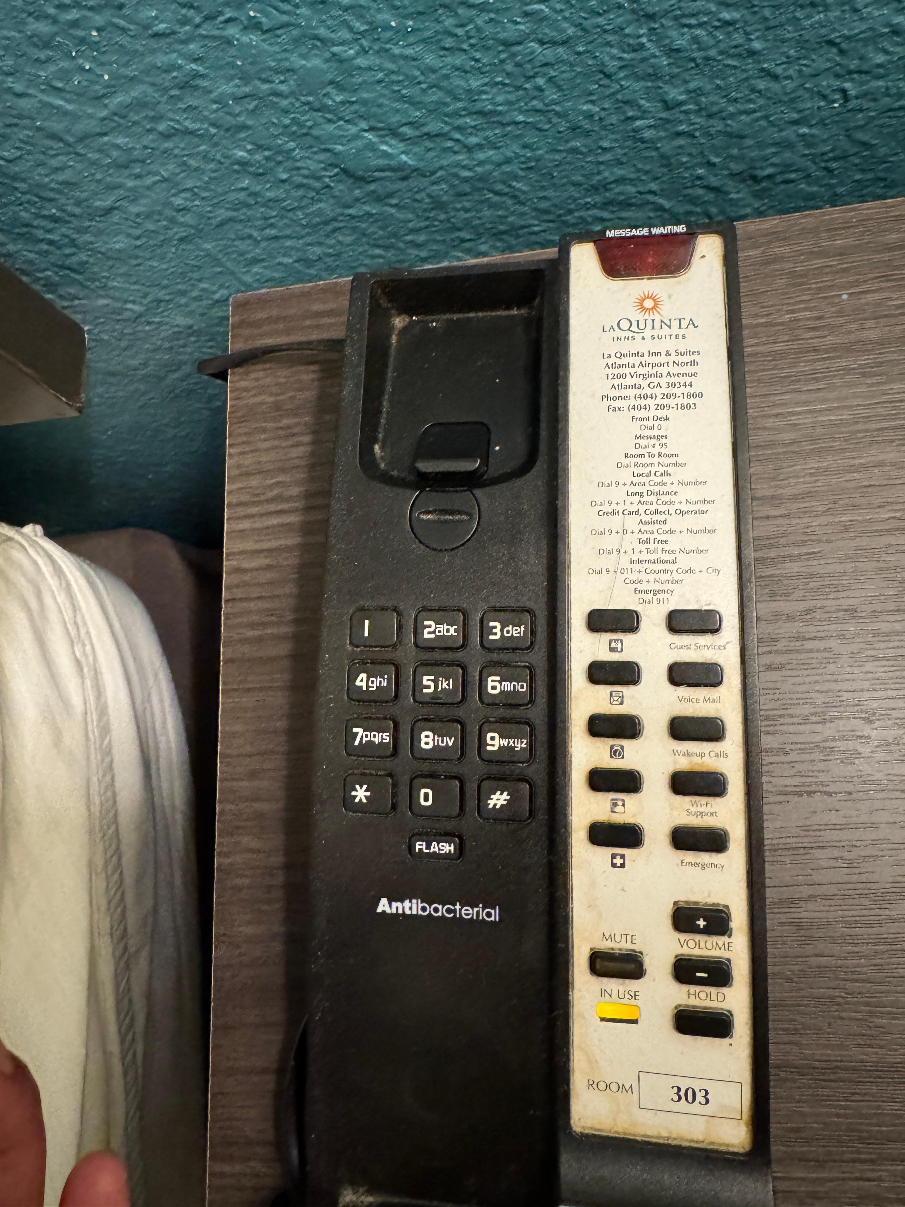 Filthy phone used to call front desk