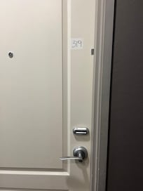 Room number written in sharpie