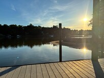 On the dock at sunset