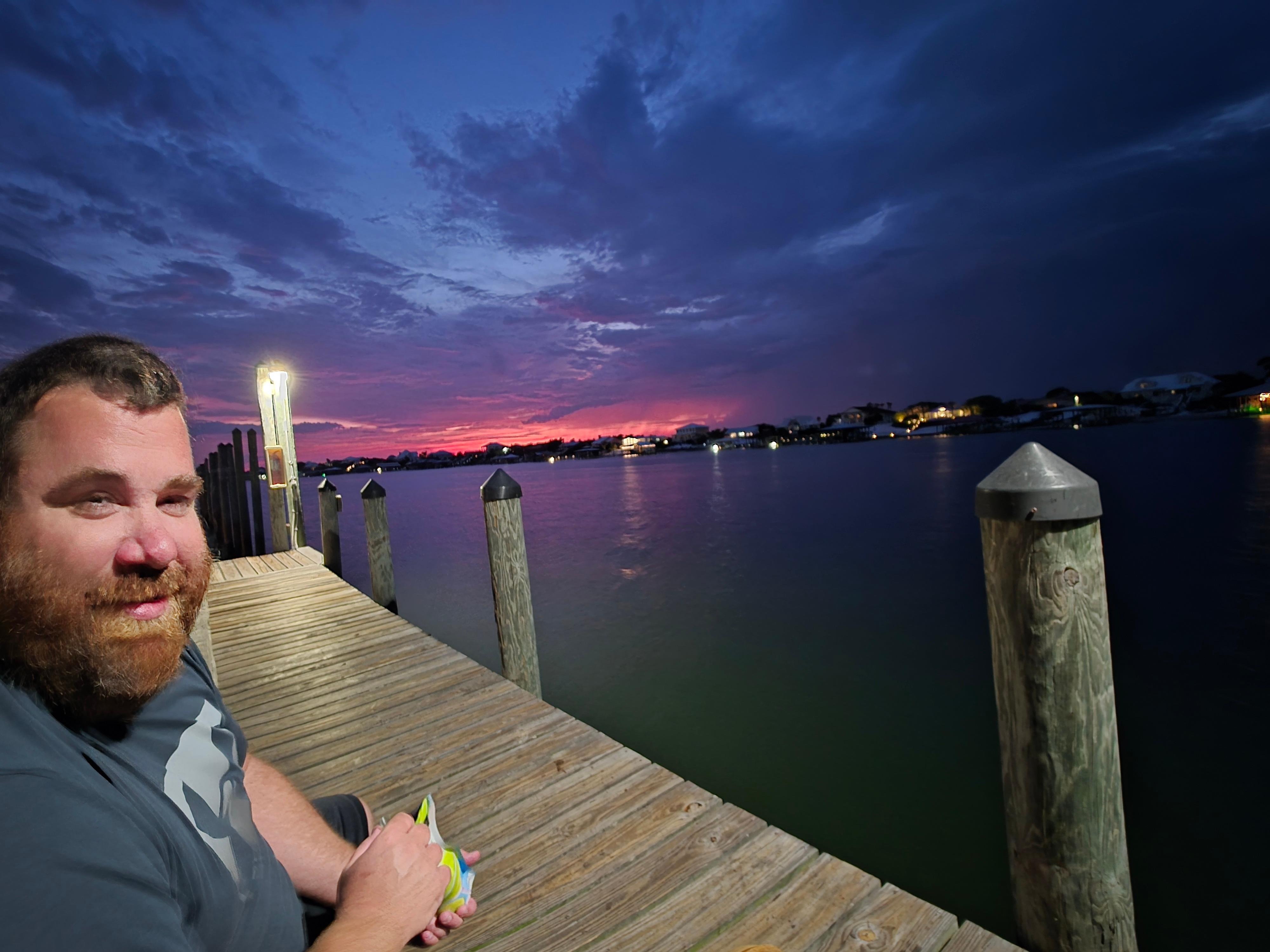Sunset on the dock out by the back patio