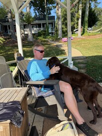 The shaded seating area down at the dock was perfect for R&R