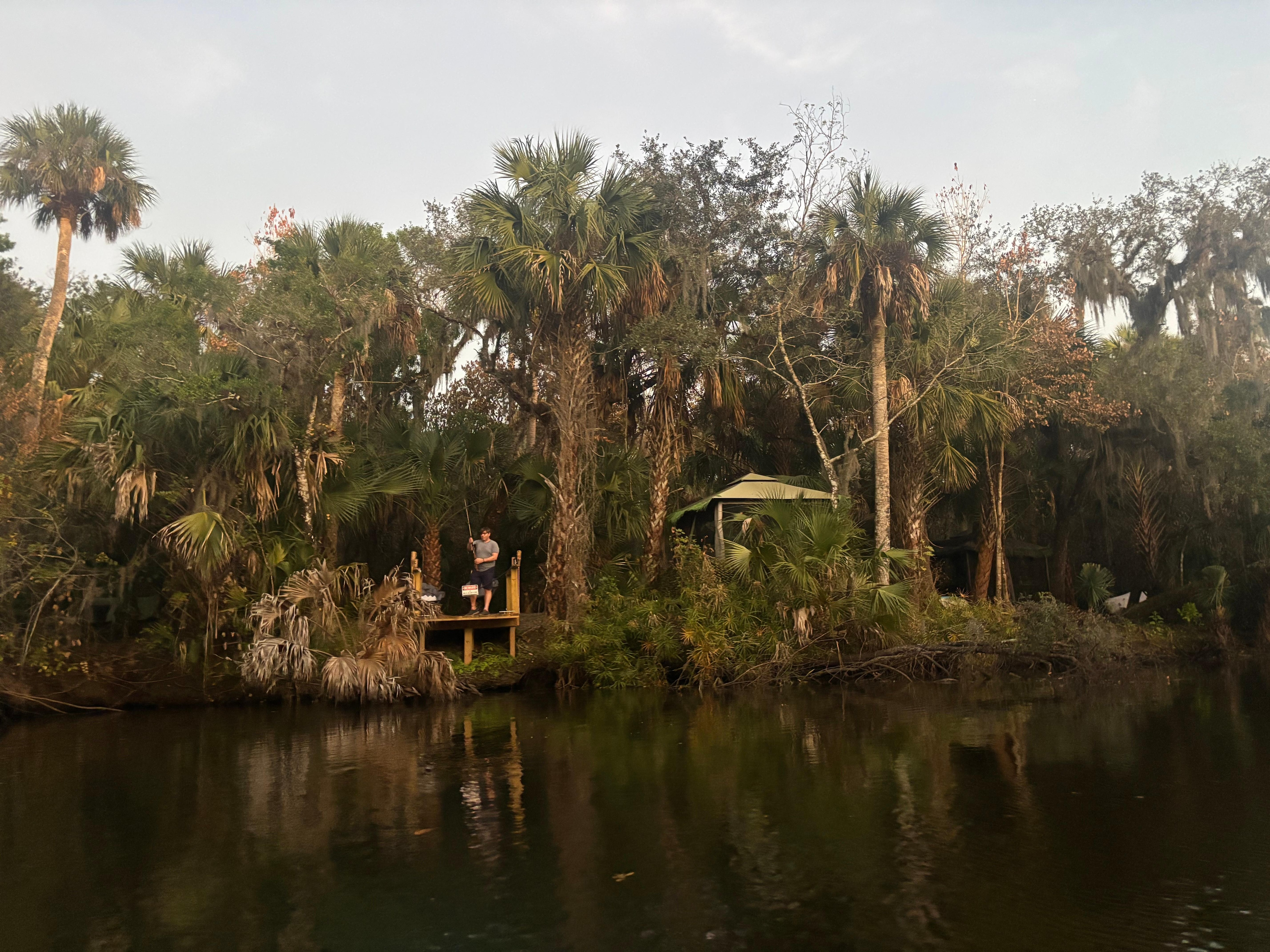view of the dock and lands from the river