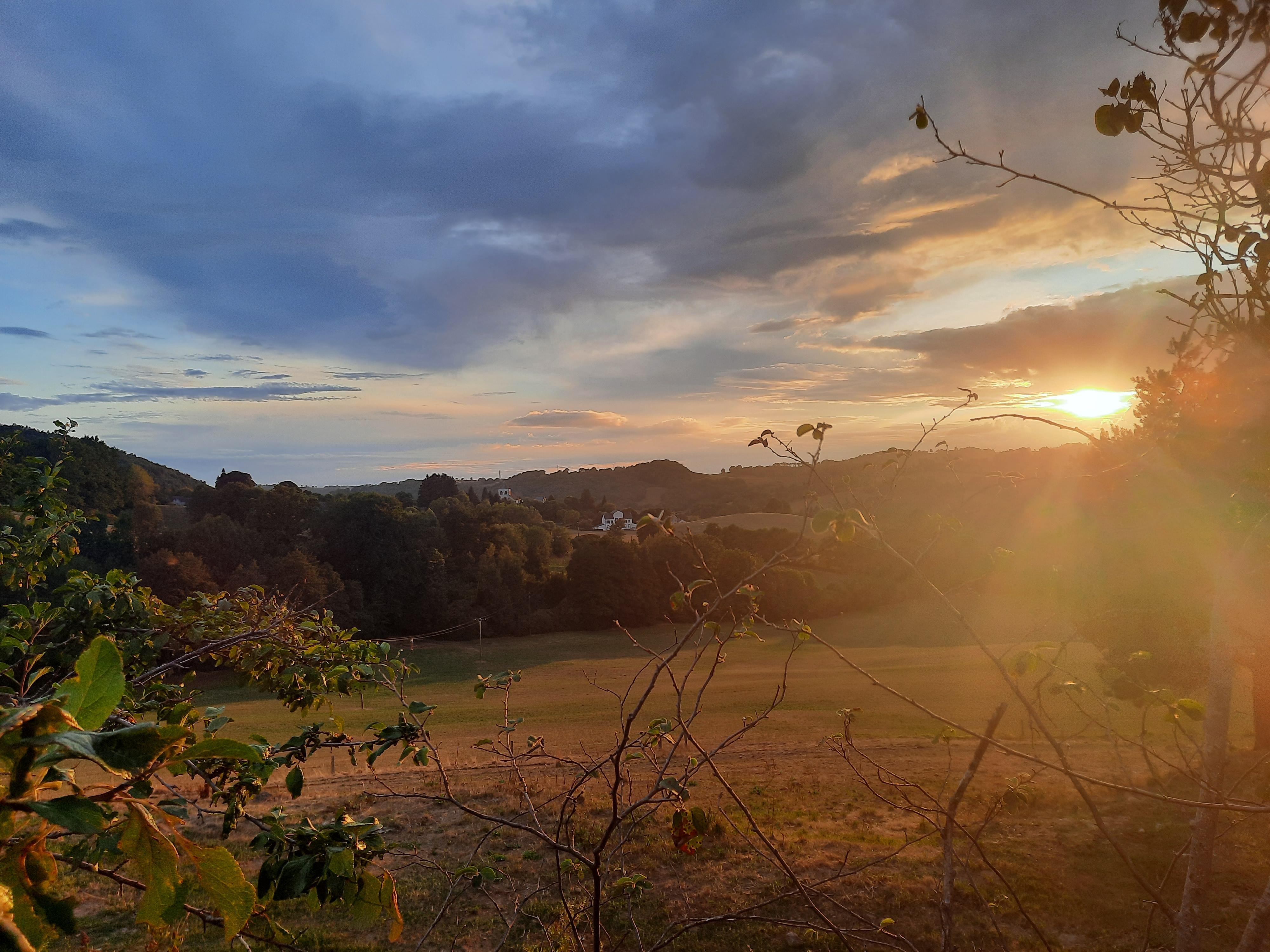 Coucher de soleil vu du jardin