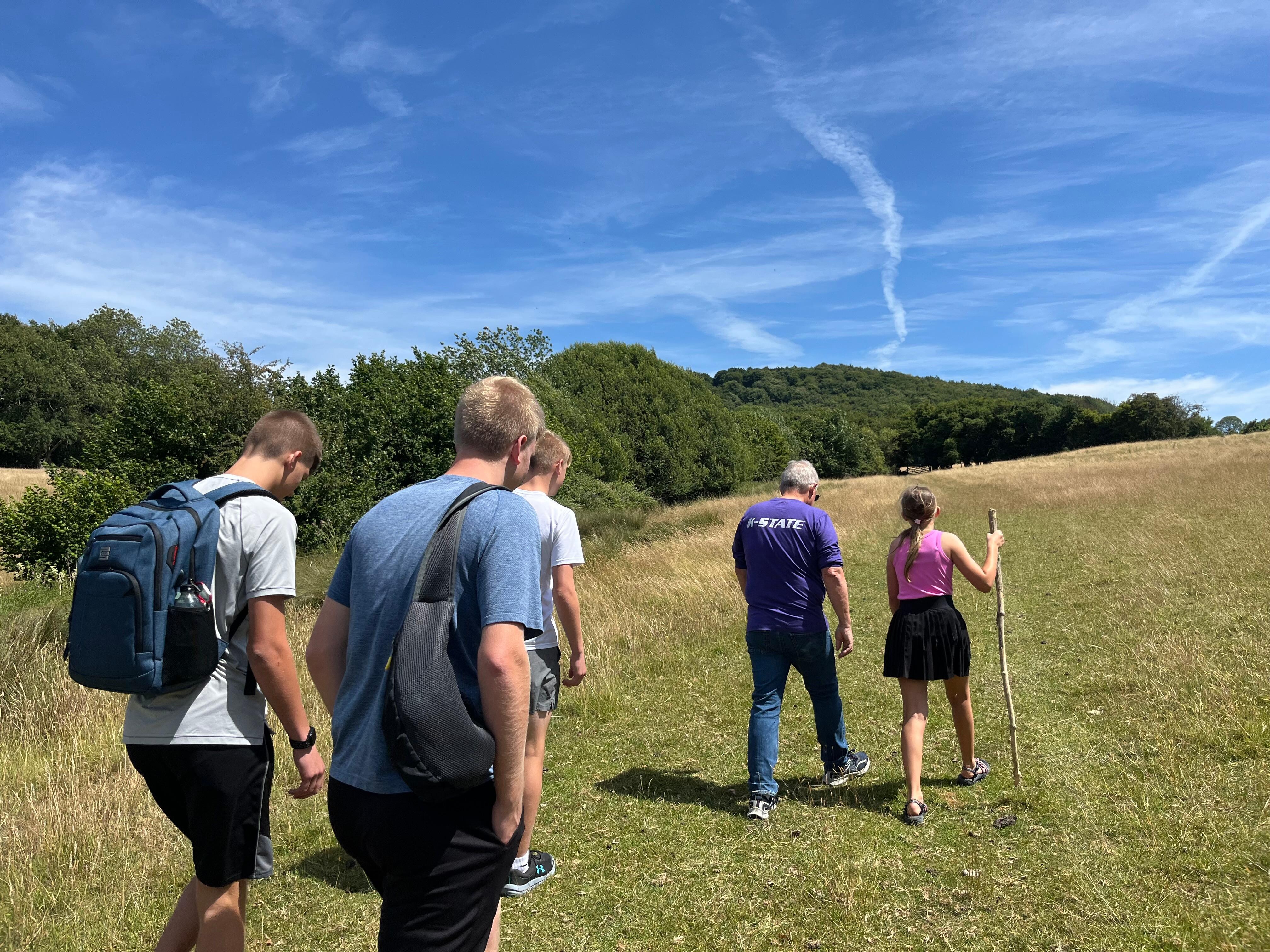 Hiking to the perfect picnic spot.