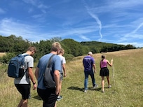 Hiking to the perfect picnic spot.