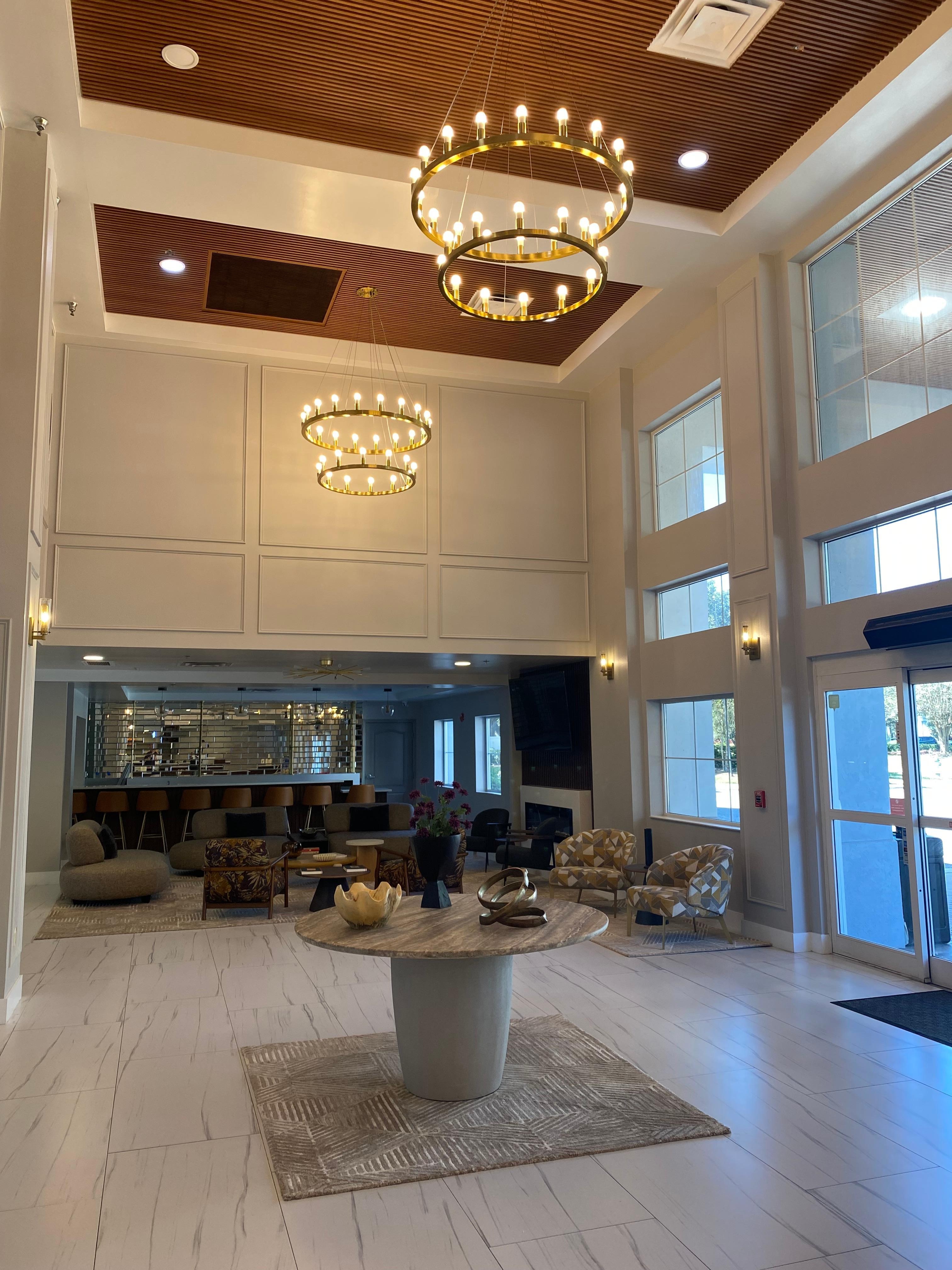 Lobby with comfortable seating. 