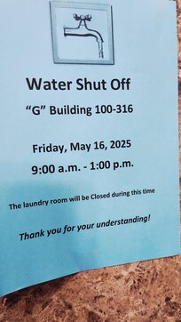 2 days of water shut off during our vacation.