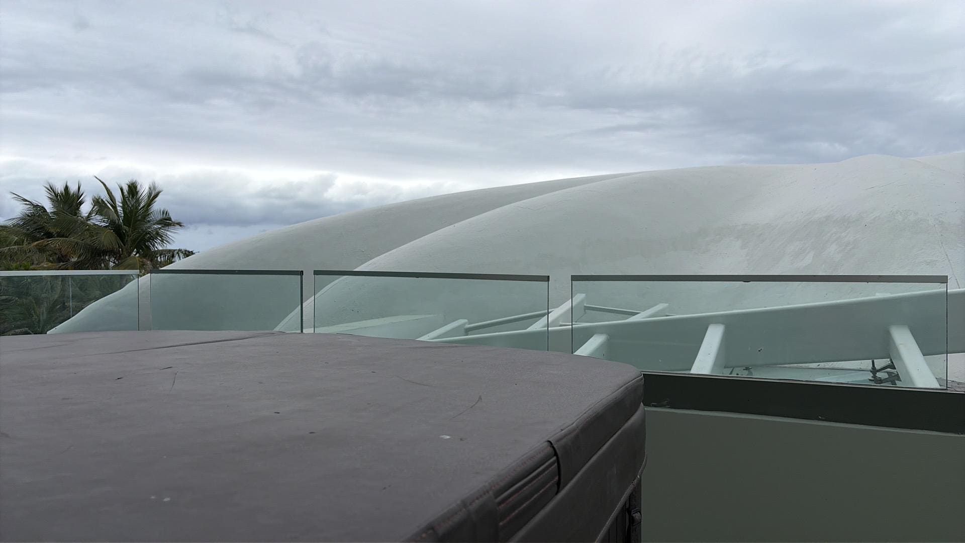 Left side of balcony looking at top of Levant restaurant dome