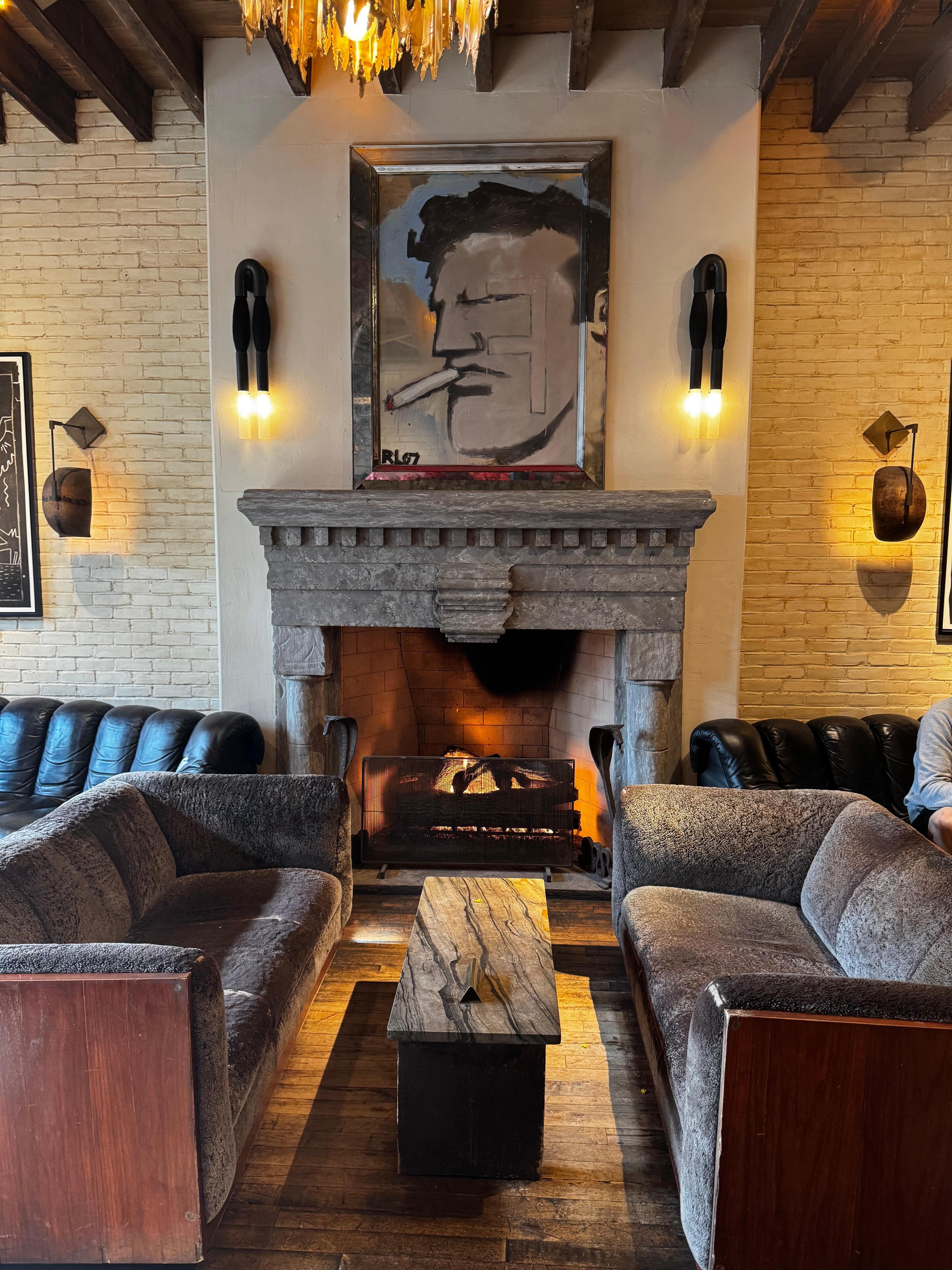Lobby fireplace