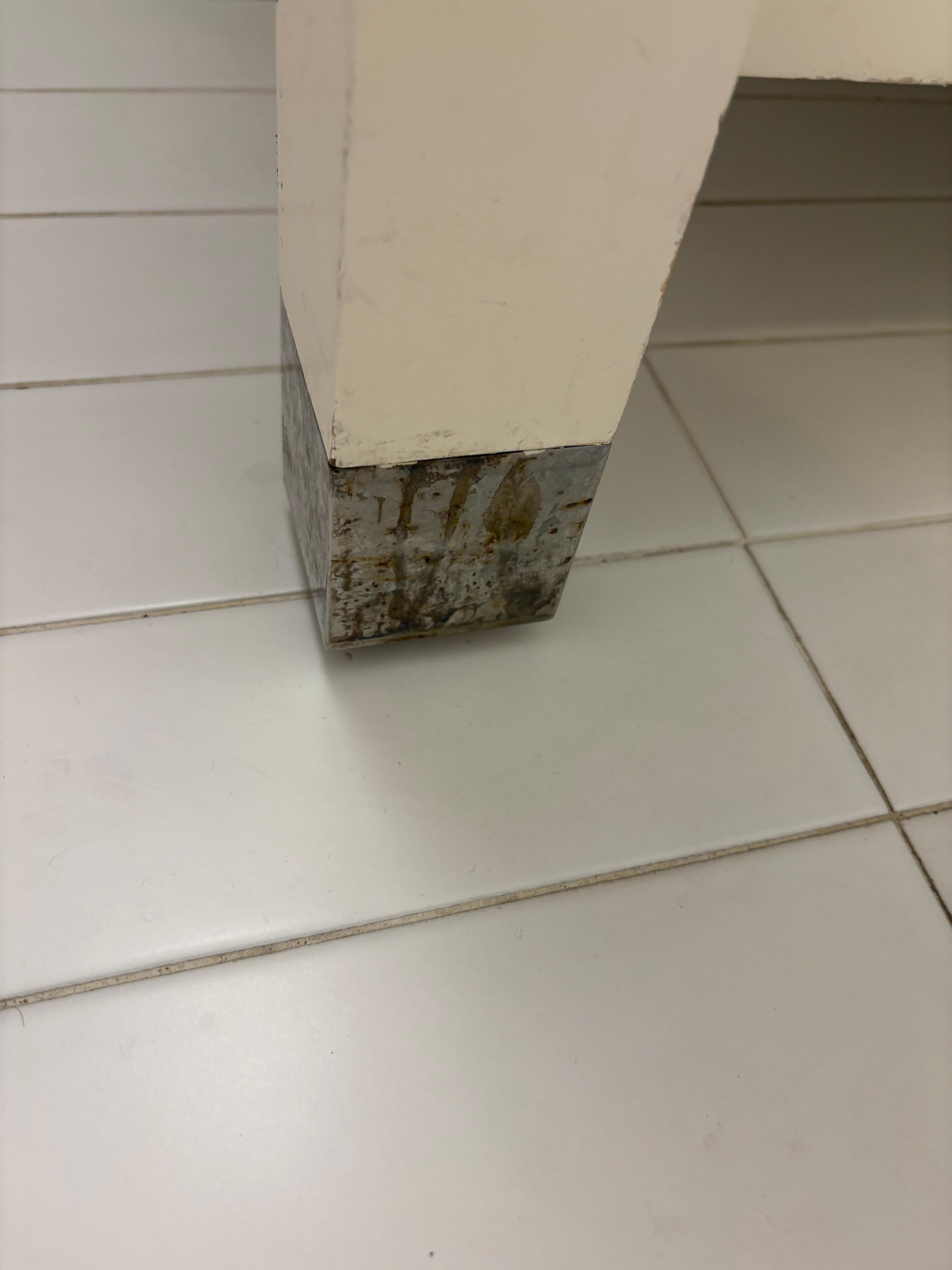 Leg on the sink - old, rusted