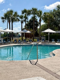 The hotel pool which also faces the lake