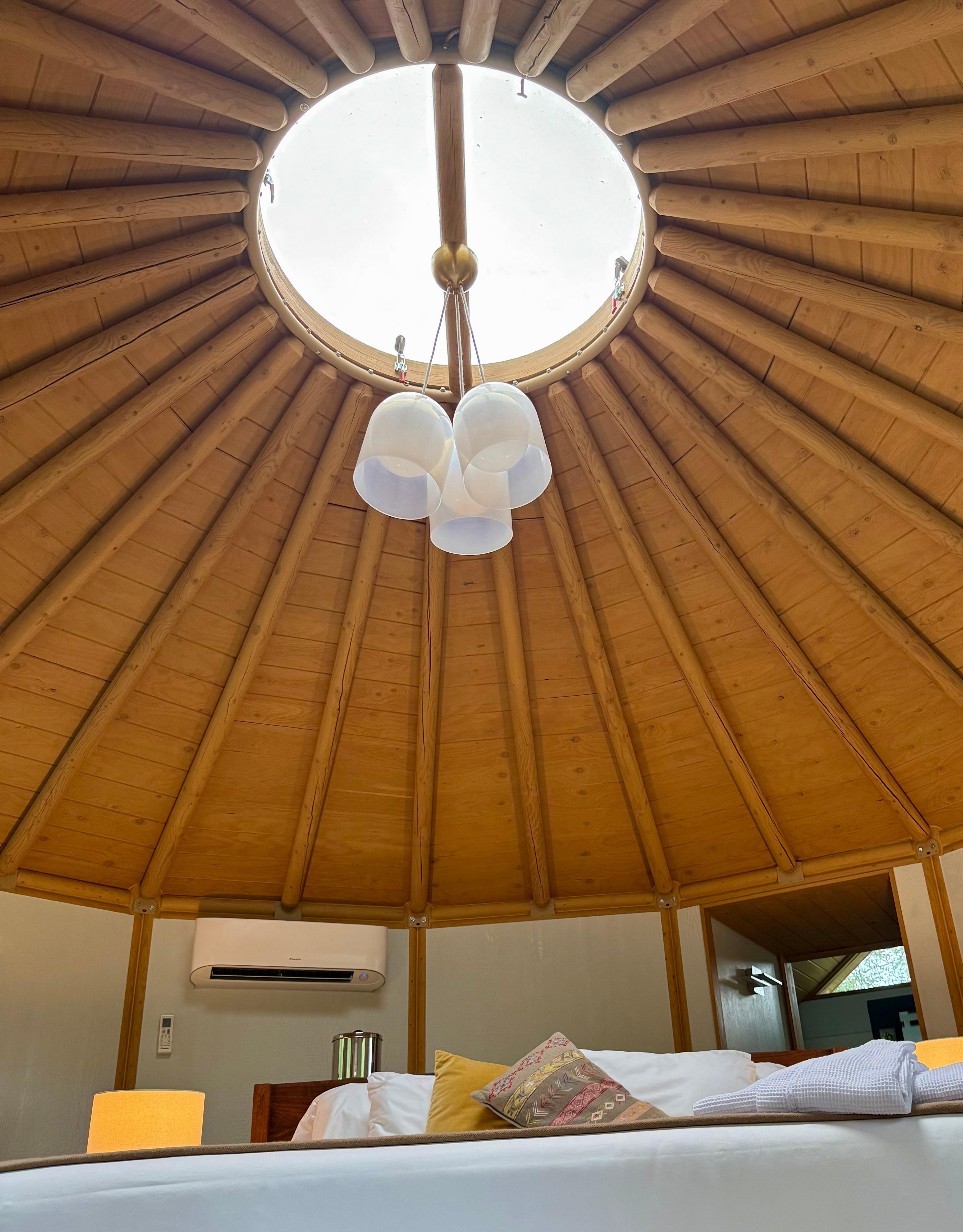 The clear skylight allows you to see the moon and stars from the comfort of bed. 