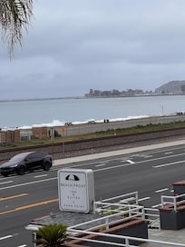 View of the beach from the hotel.
