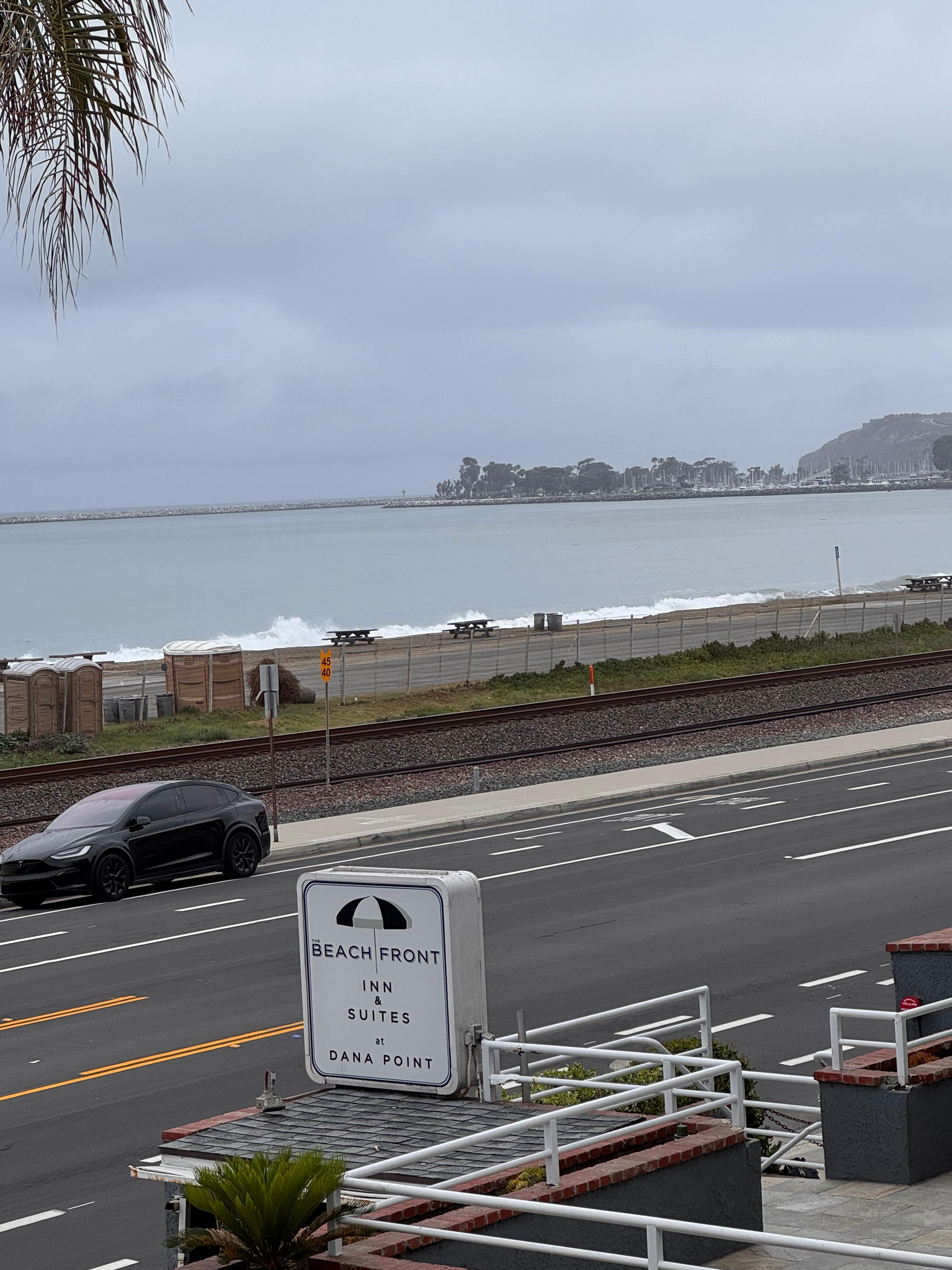 View of the beach from the hotel. 