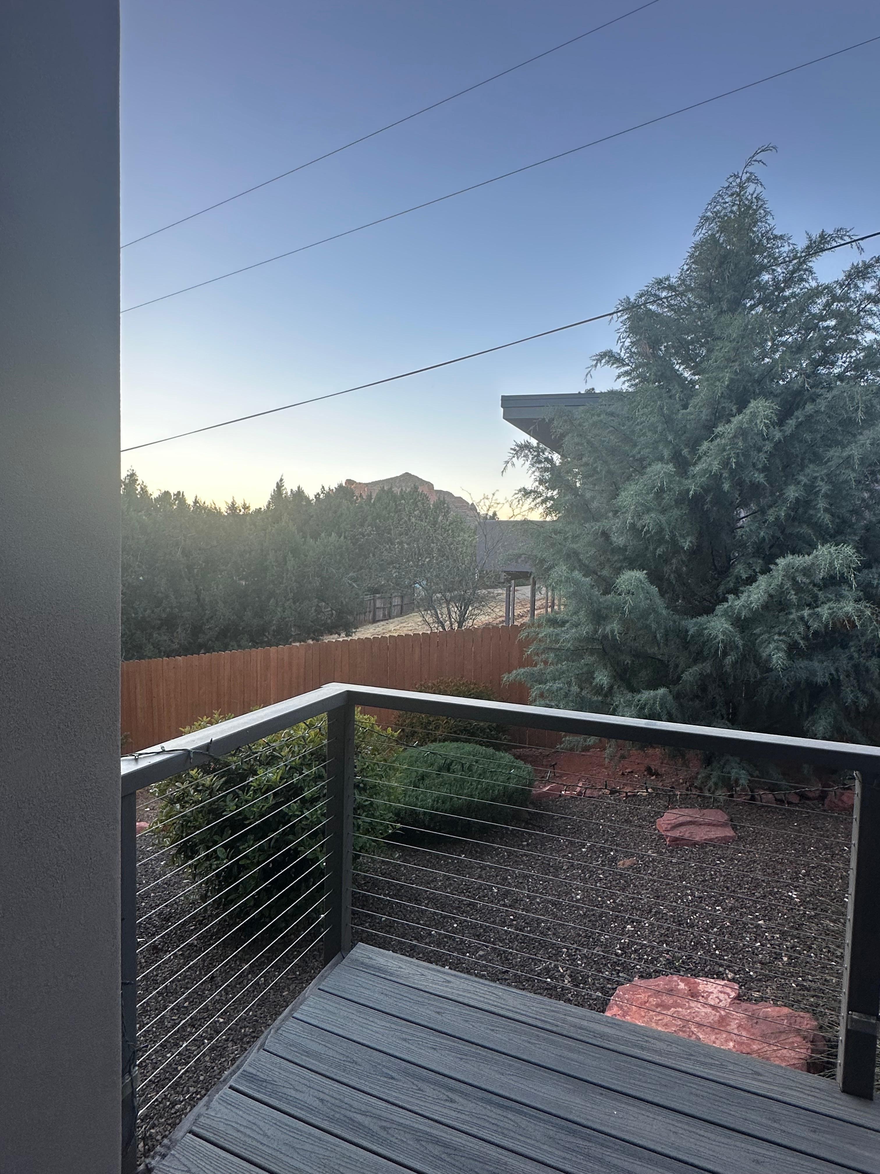 The Mountain View. Peaceful morning deck. 