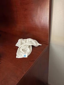 This dirty cloth was on the dresser when I entered