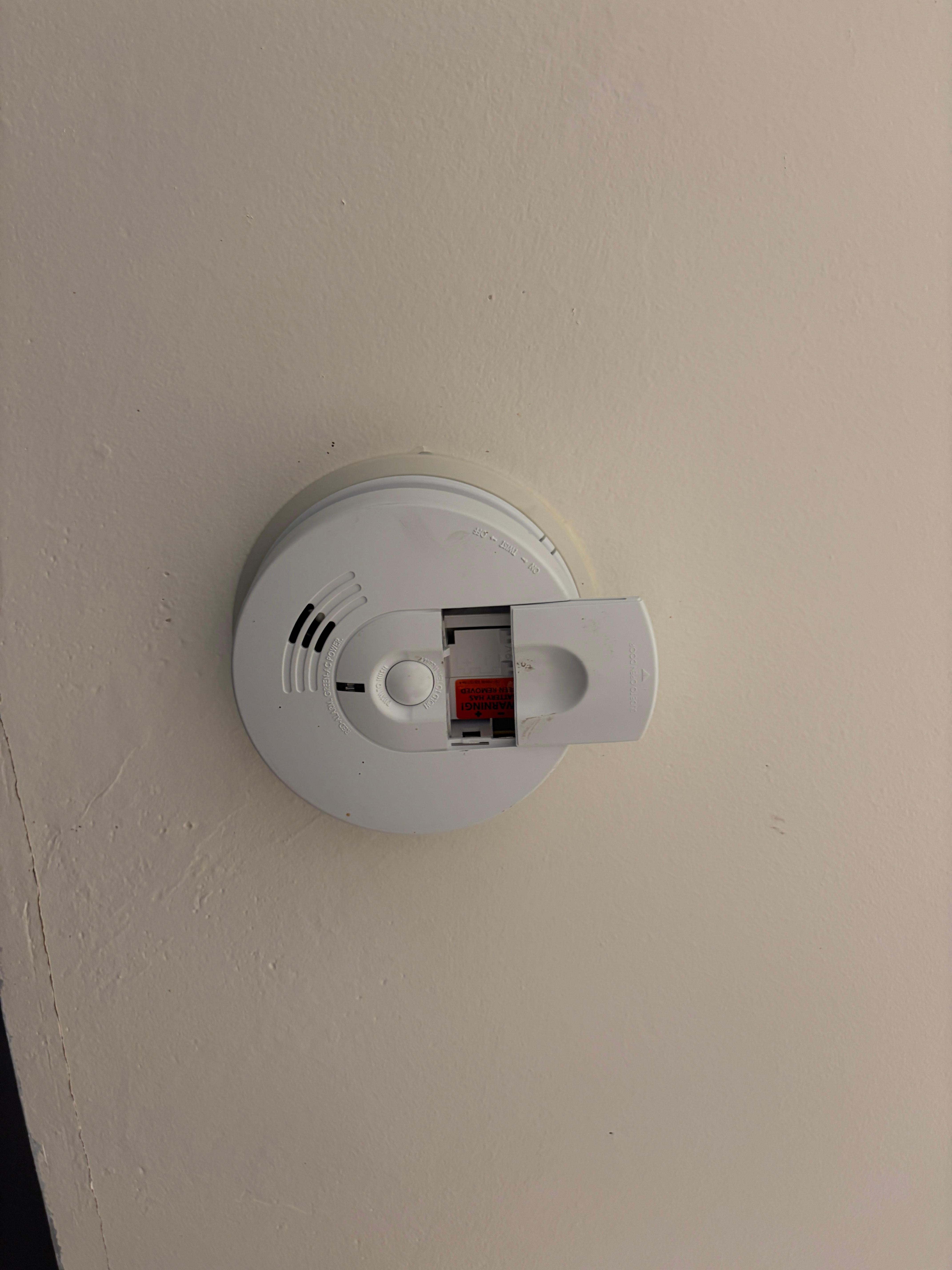 The fire alarm in the kitchen