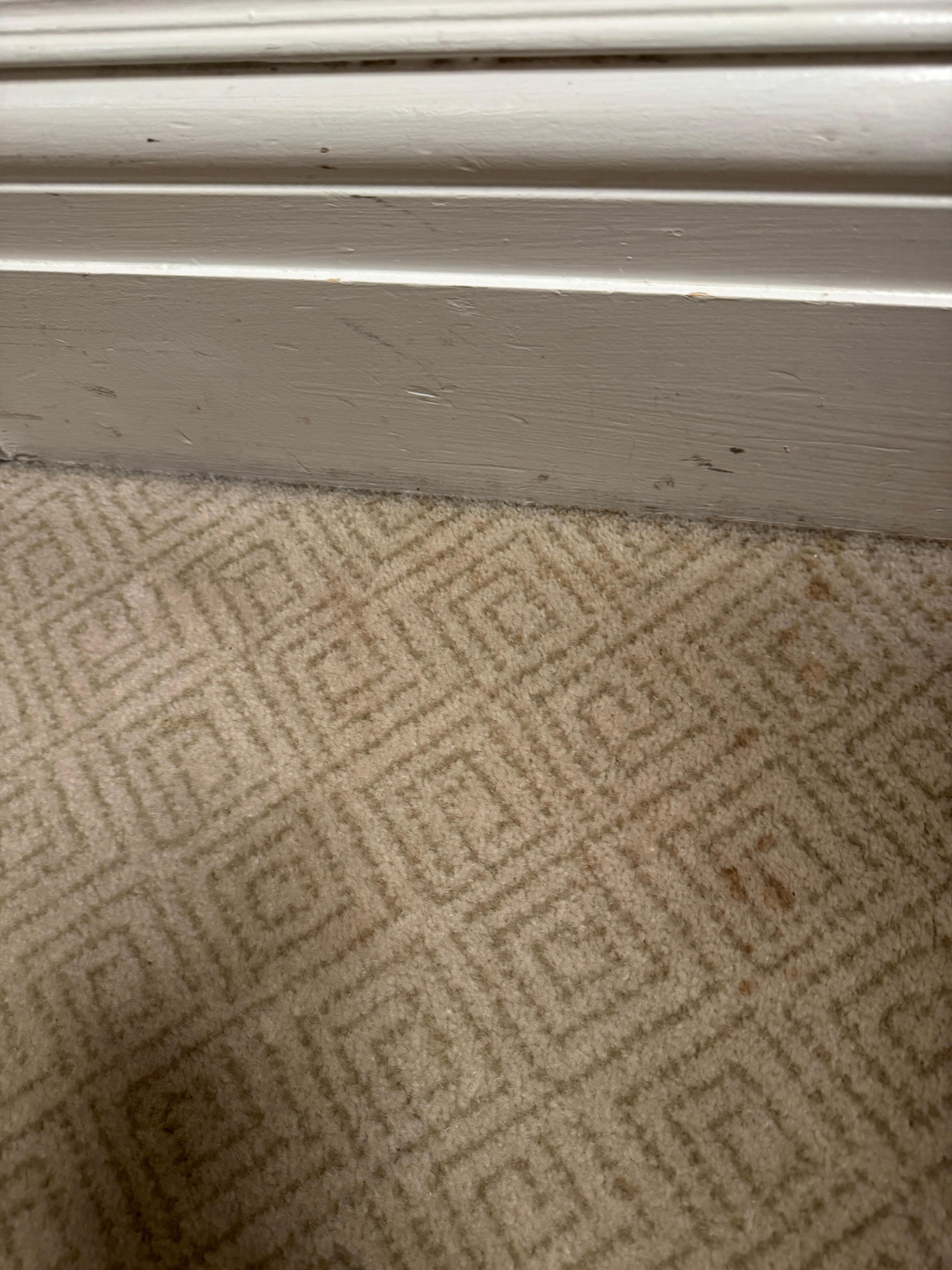Blood stains and grime on floor