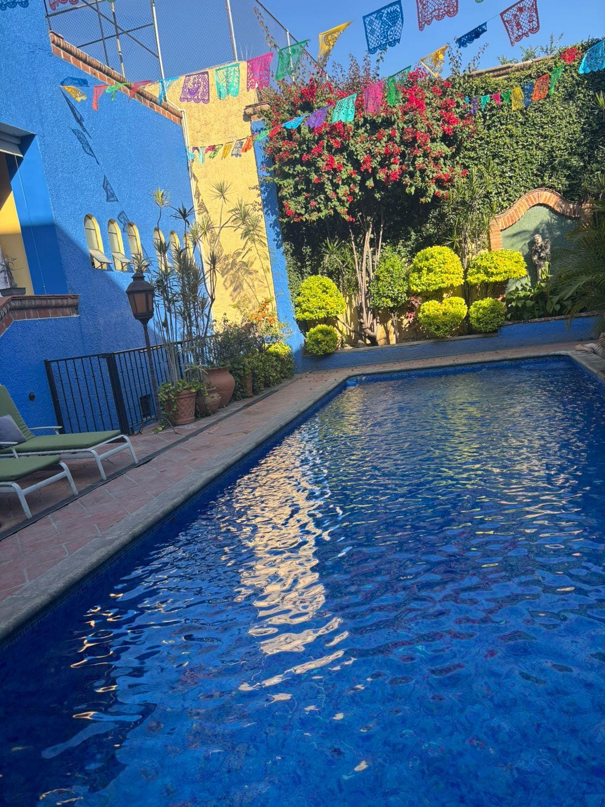 La alberca es muy adecuada, prácticamente es para relajarse ampliamente. El jacuzzi también es un gran plus.