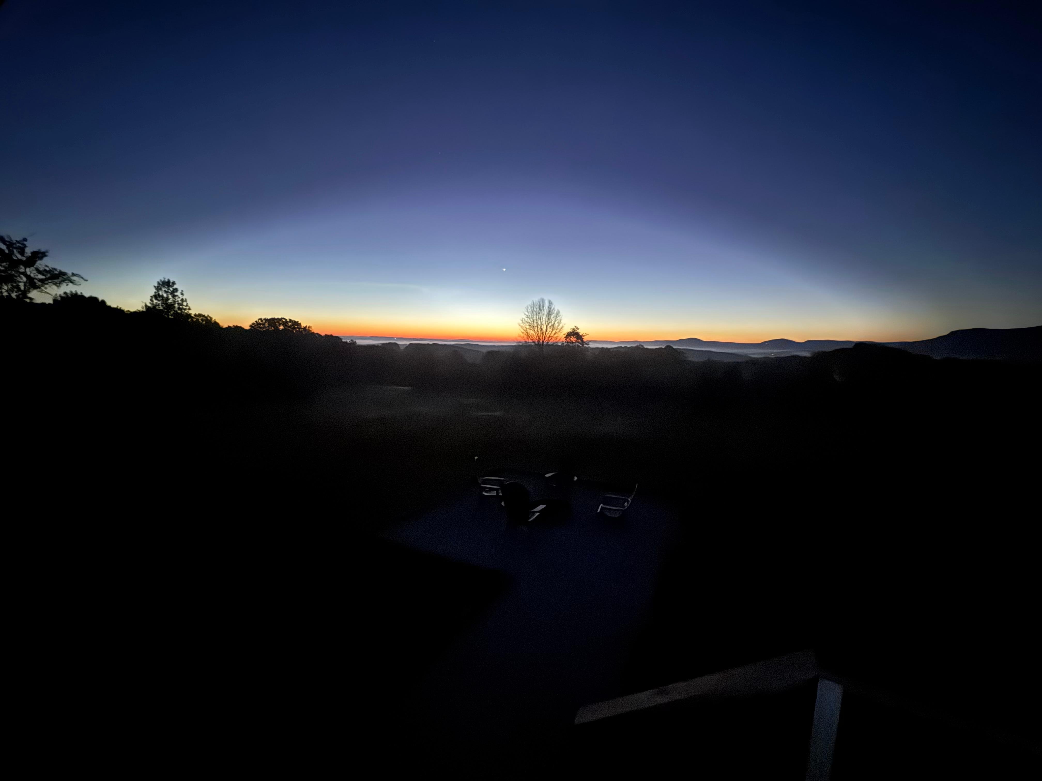 Back porch view of light dome before sunrise