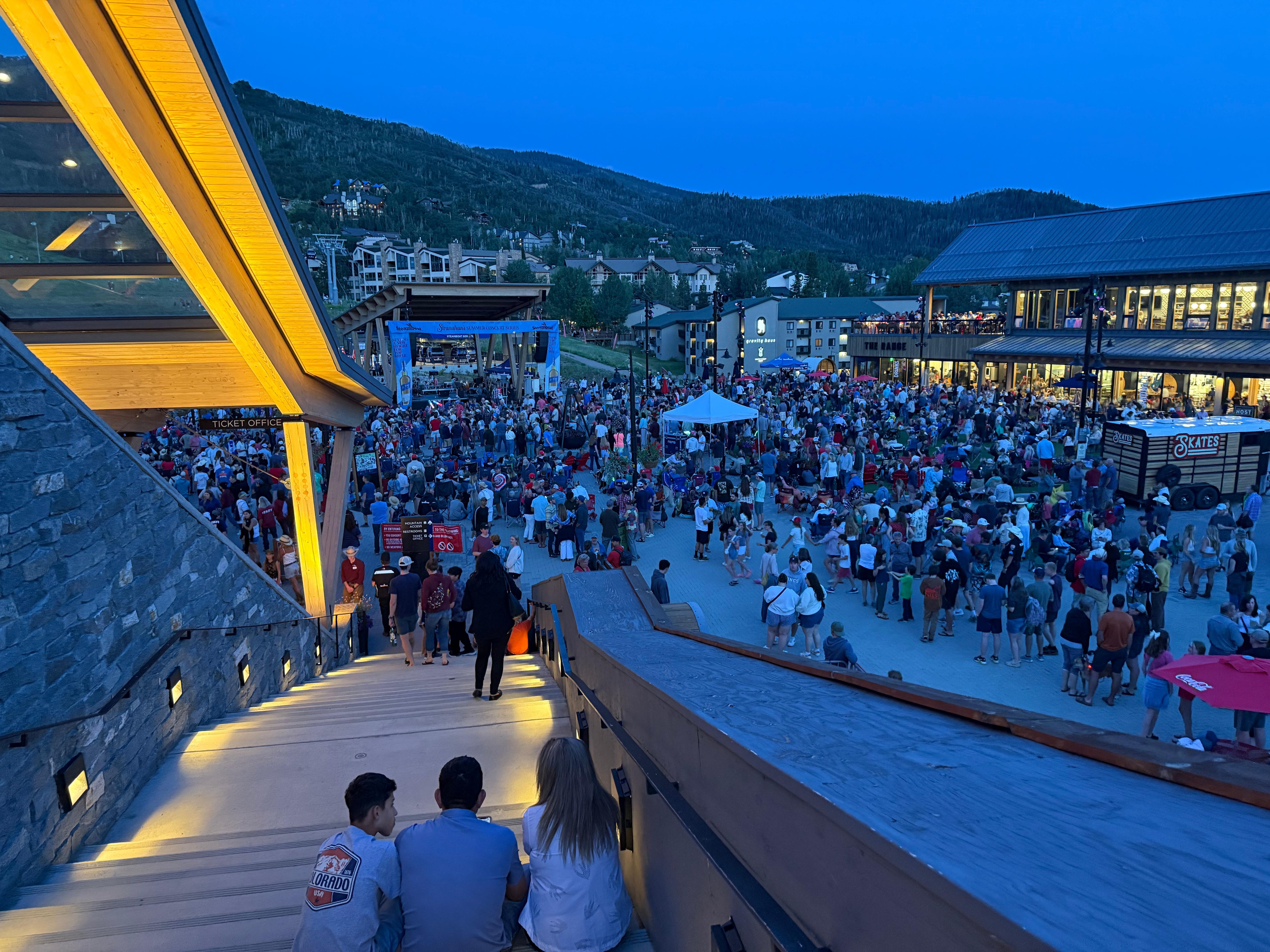 Ski village area before the drone show