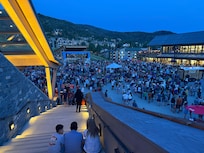 Ski village area before the drone show