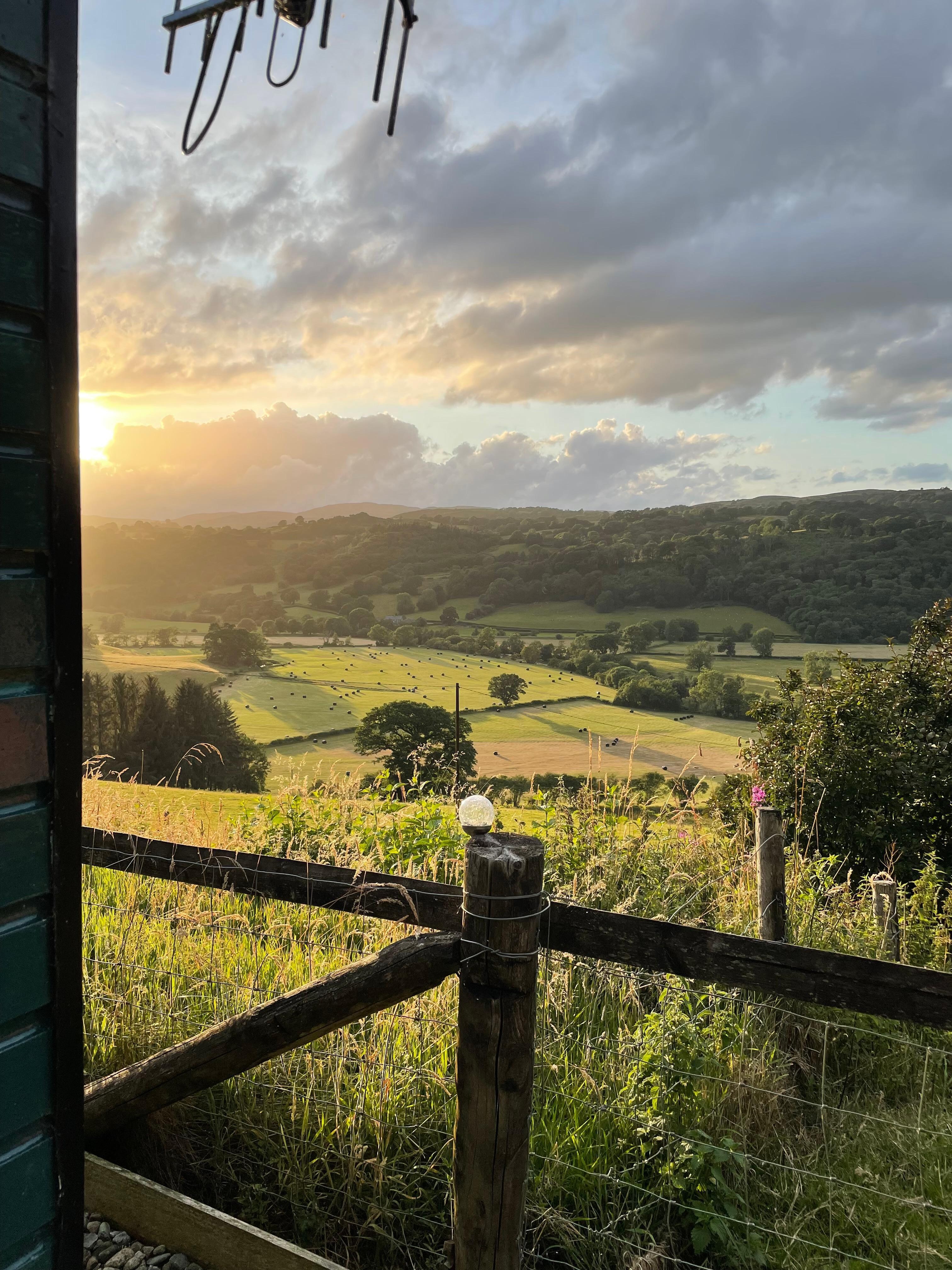 Evening looking over the valley from the hut. 